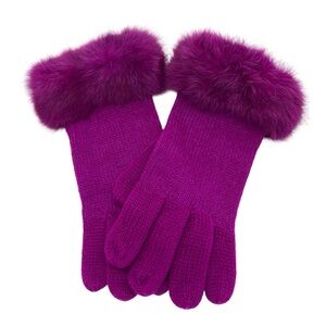 Unbranded Rabbit Fur Cuff Knit Gloves